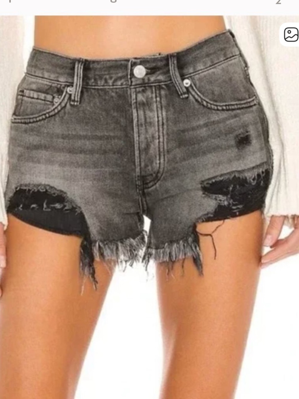 Free people washed black/grey jean shorts